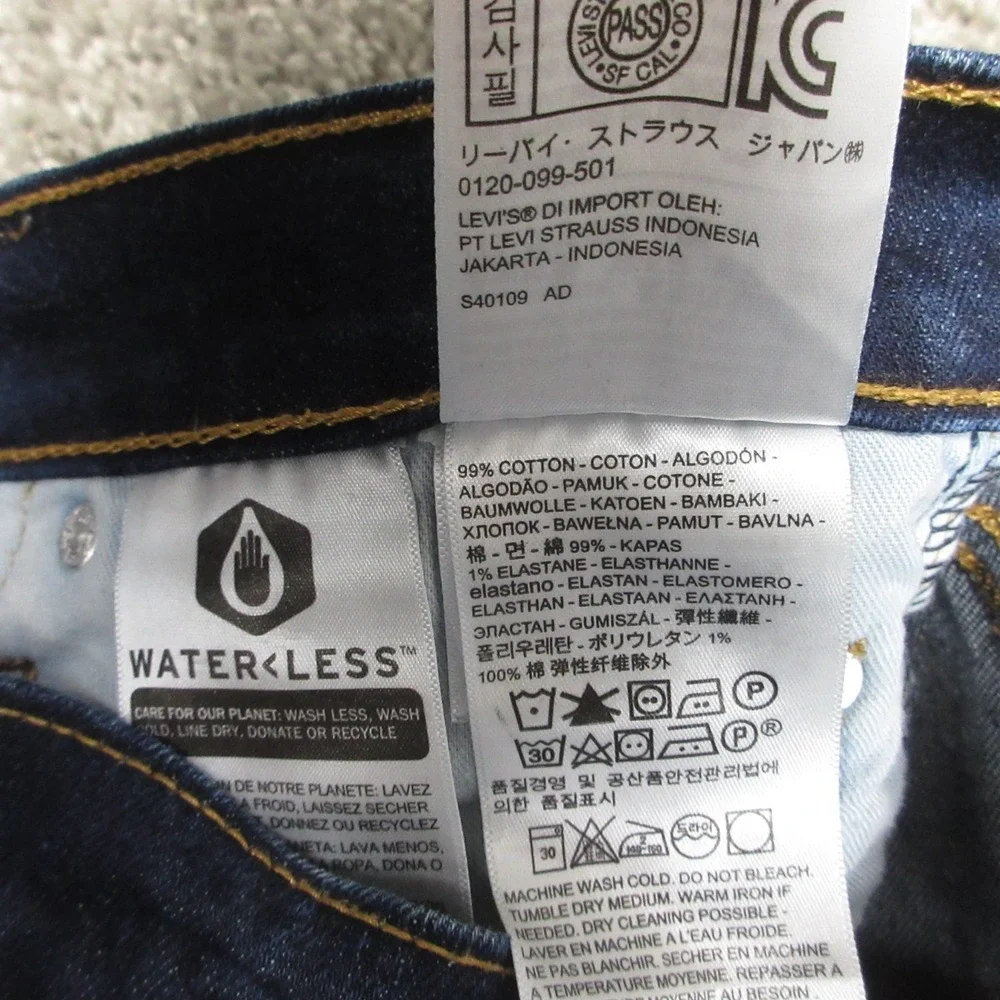 Levis Jeans Mens 29x30 Blue 511 Slim Straight Dark Wash Flex Zip Fly Denim Pants